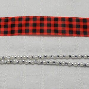 No585 Statement handmade 3 rows choker necklace with patterned ribbon